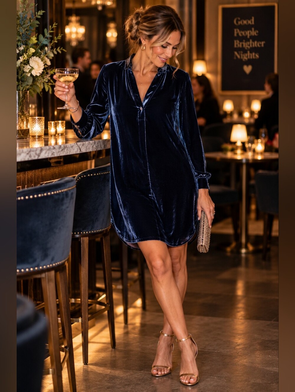 Umgee crushed velvet shirt style dress size small